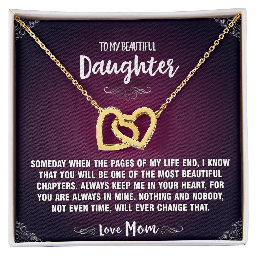 When The Pages End Mom To Daughter Hearts Necklace