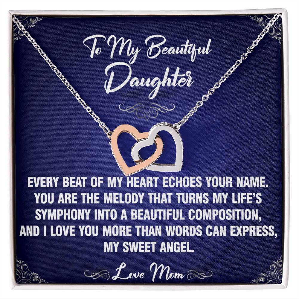 Heart Beat Echoes Daughter From Mom Heart Necklace