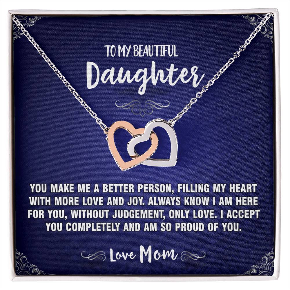 You Make Me Better Mom To Daughter Hearts Necklace