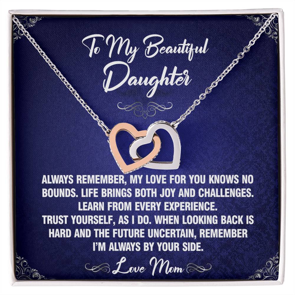 Knows No Bounds - To Daughter From Mom Interlocking Heart Necklace