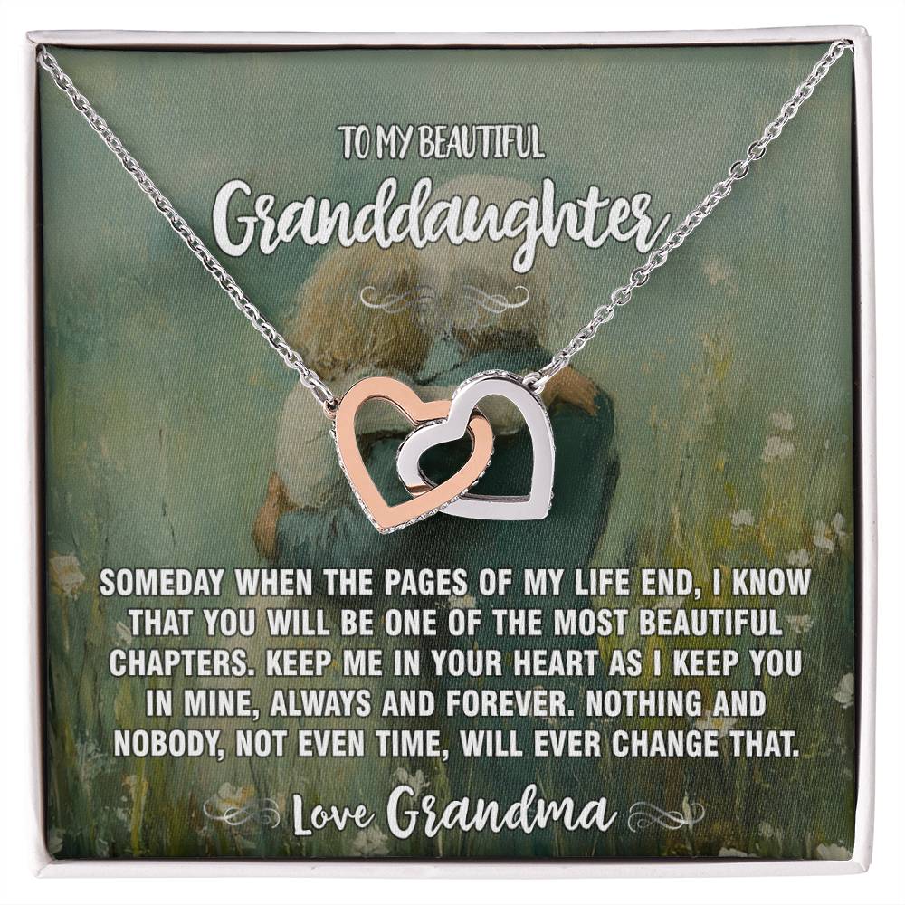 Pages of Life Grandma To Granddaughter Hearts Necklace