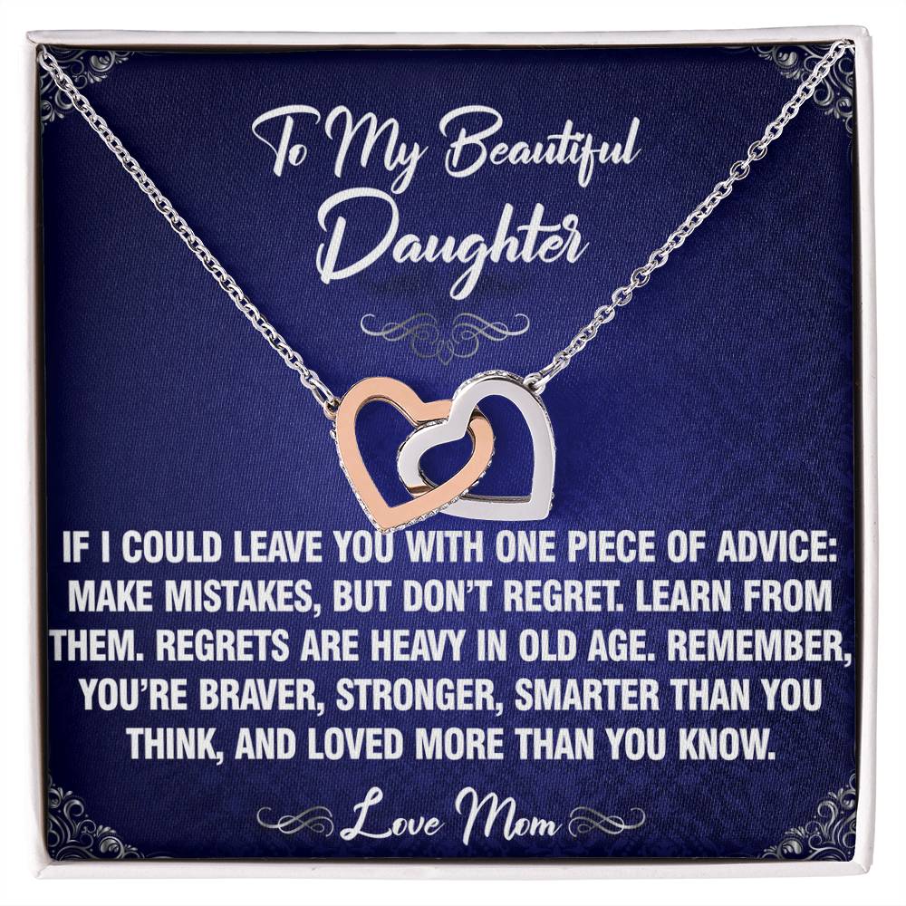 Piece of Advice - To Daughter From Mom Interlocking Heart Necklace