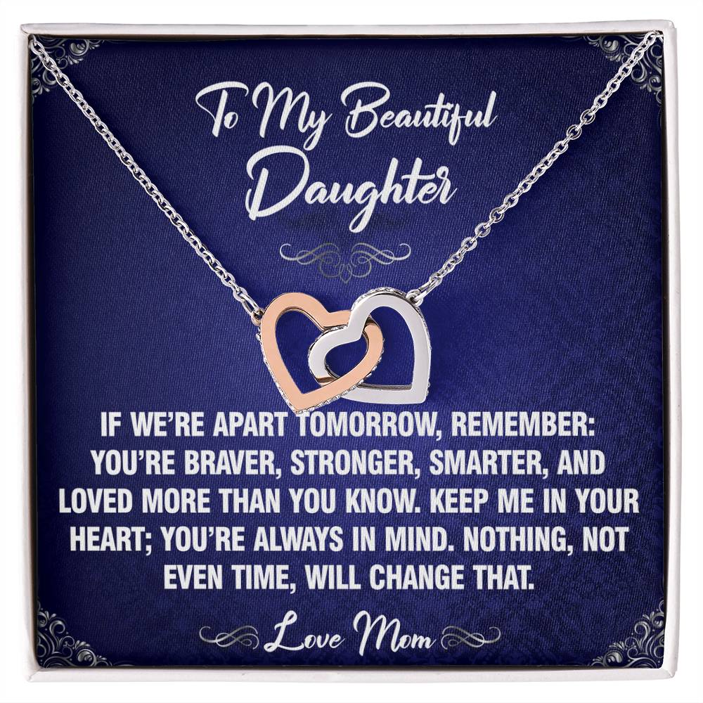 If We're Apart - To Daughter From Mom Interlocking Heart Necklace