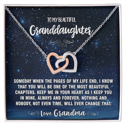 Beautiful Chapters Grandma To Granddaughter Hearts Necklace