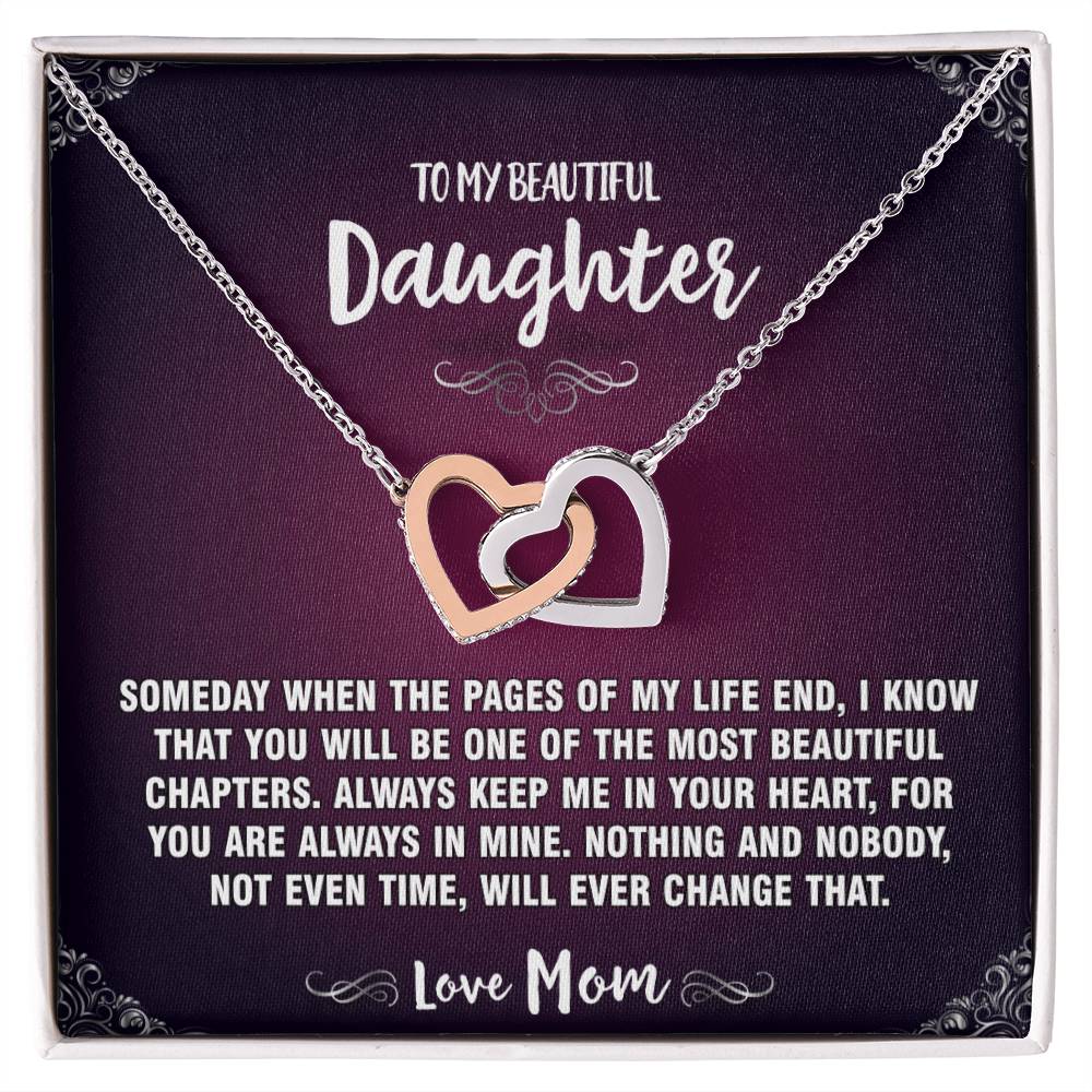 When The Pages End Mom To Daughter Hearts Necklace