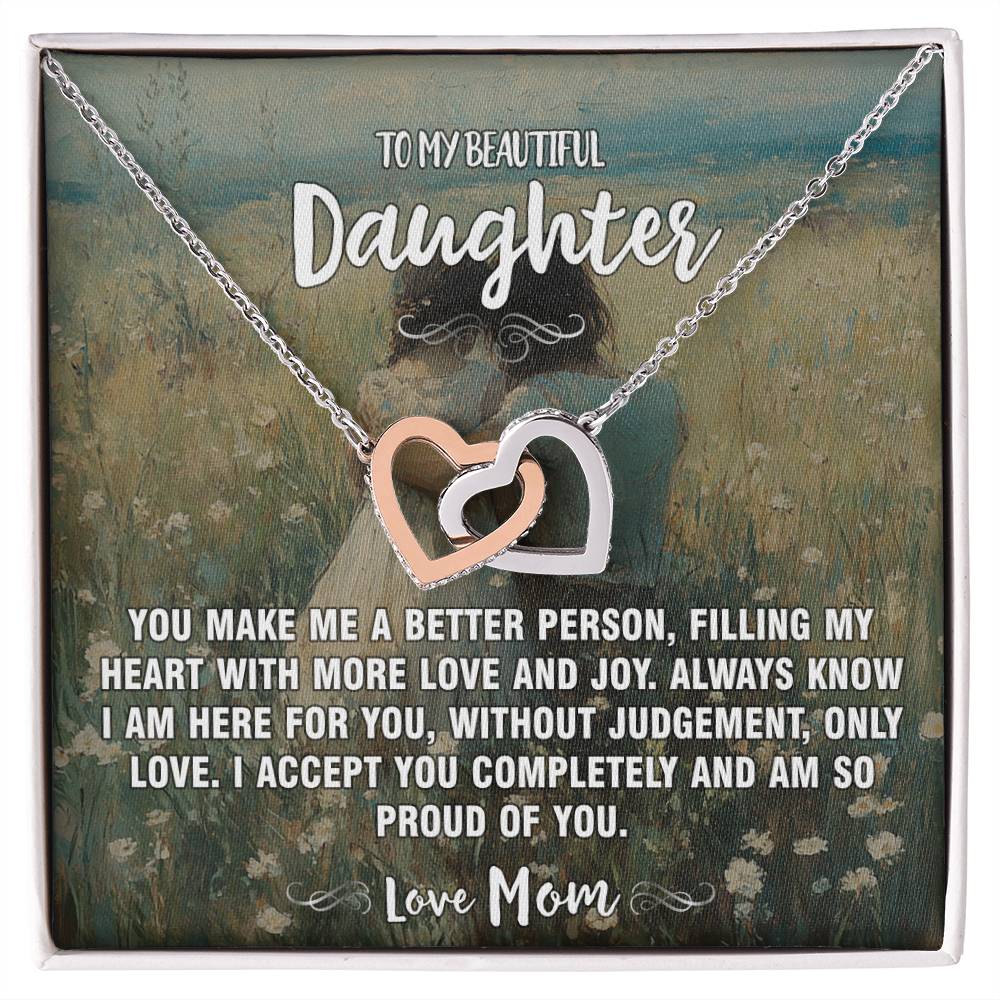 Filling My Heart Mom To Daughter Hearts Necklace