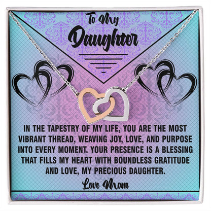 Weaving Joy - To Daughter From Mom Interlocking Heart Necklace