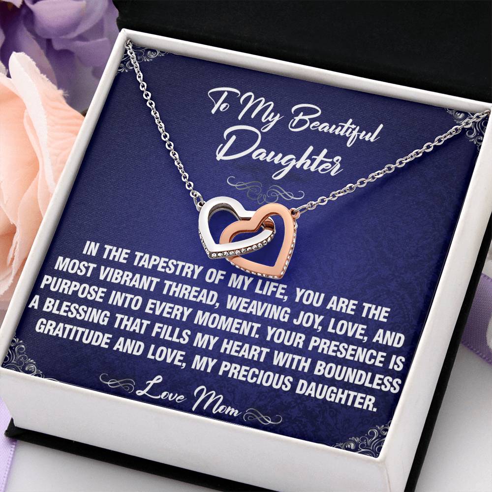 Vibrant Thread - To Daughter From Mom Interlocking Heart Necklace