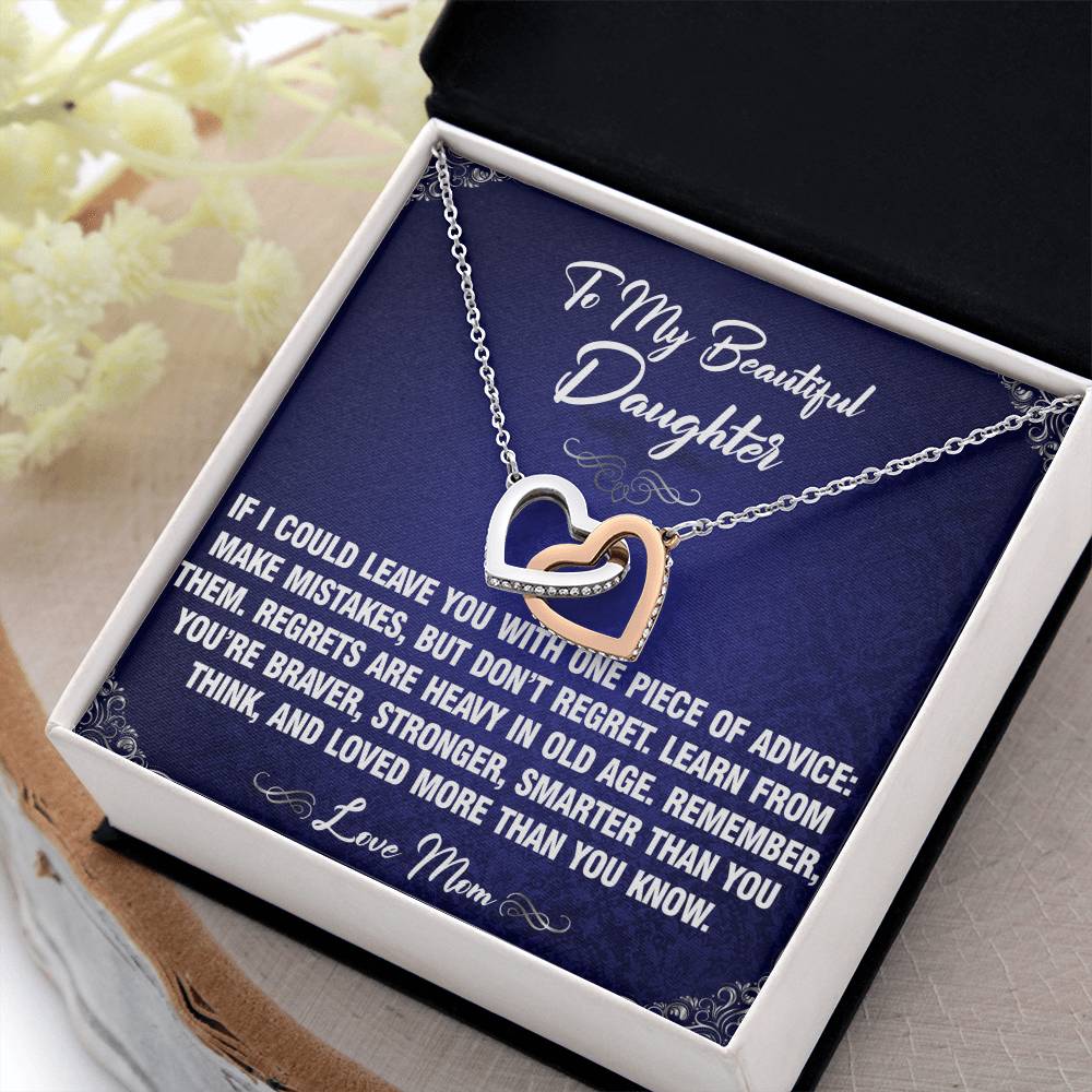Piece of Advice - To Daughter From Mom Interlocking Heart Necklace
