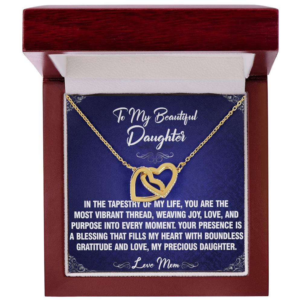 Vibrant Thread - To Daughter From Mom Interlocking Heart Necklace