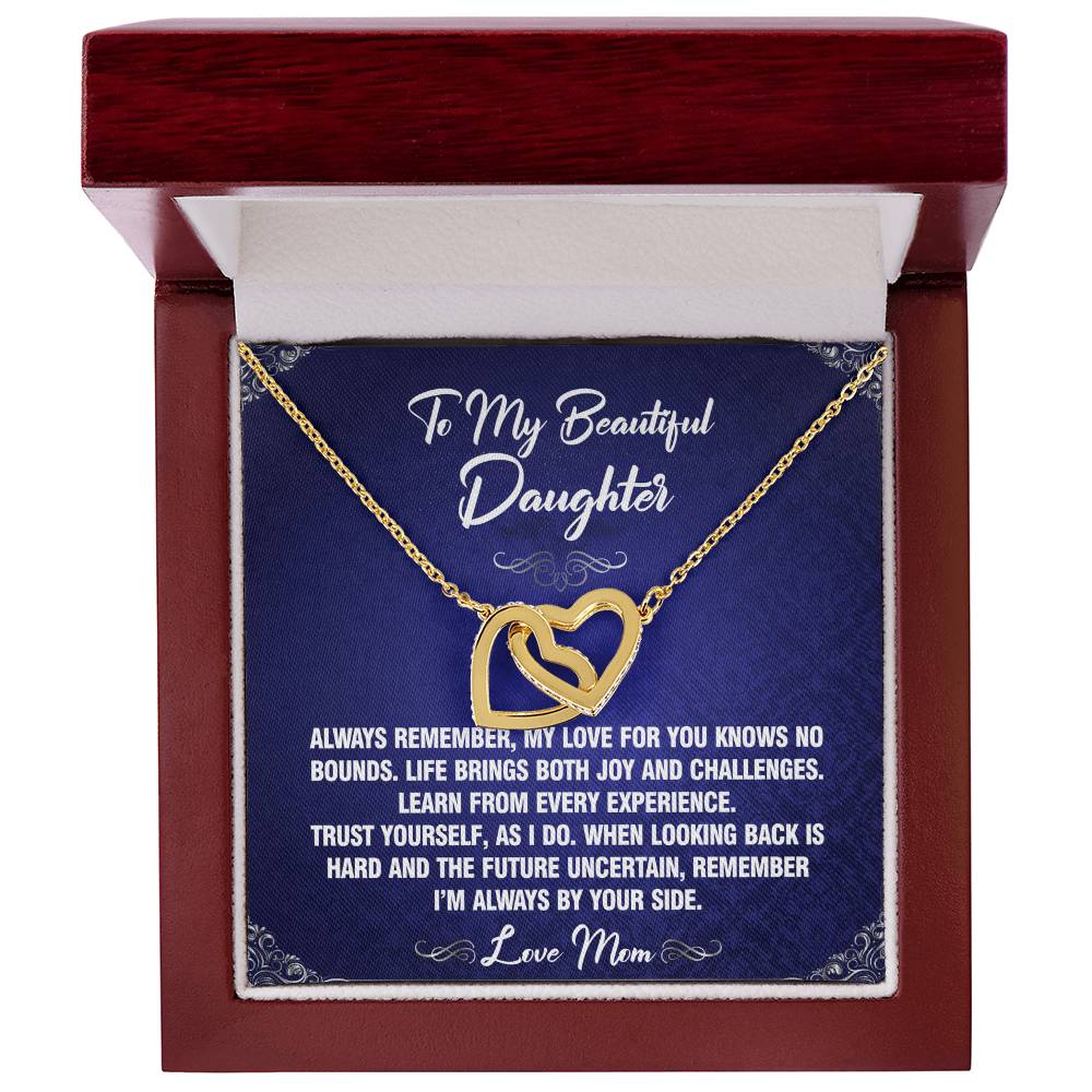 Knows No Bounds - To Daughter From Mom Interlocking Heart Necklace