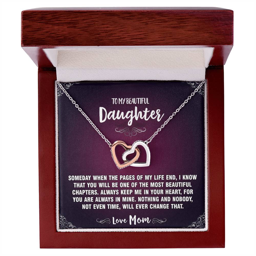 When The Pages End Mom To Daughter Hearts Necklace