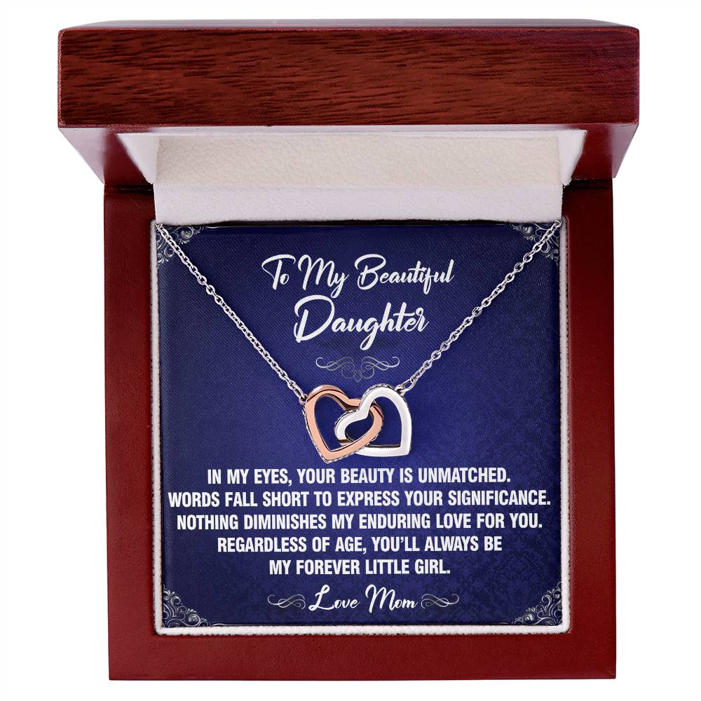 In My Eyes - To Daughter From Mom Interlocking Heart Necklace