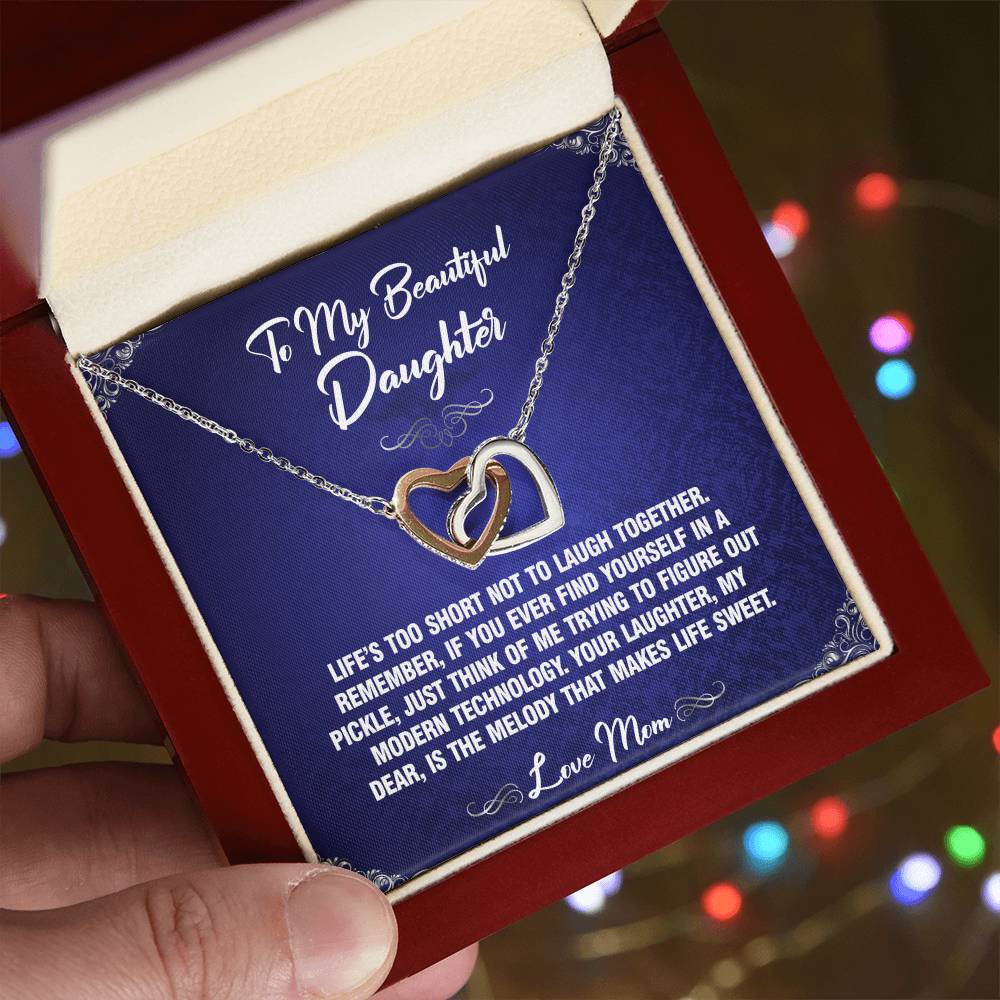 In A Pickle - To Daughter From Mom Interlocking Heart Necklace