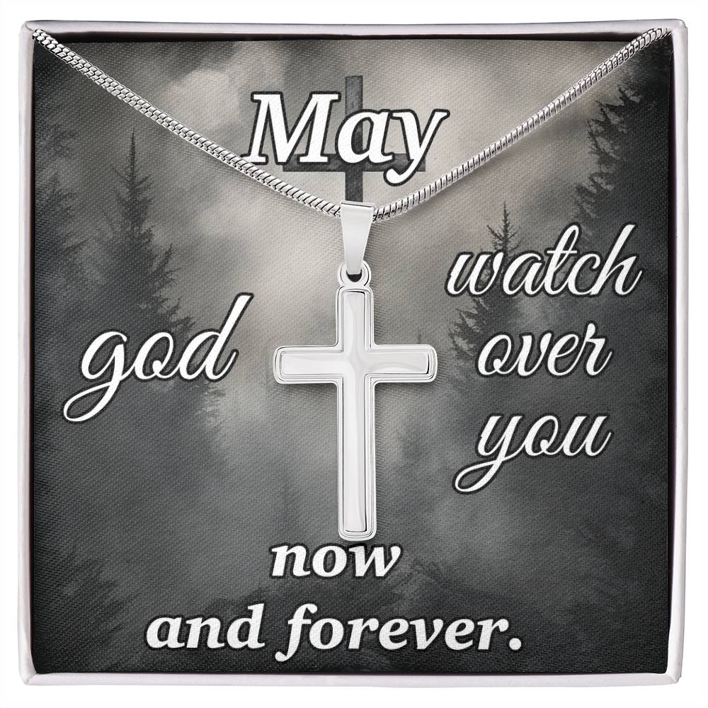 Guardian Angel Cross Necklace – May God Watch Over You