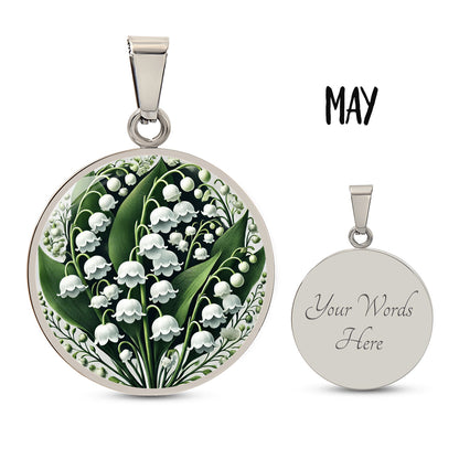 May Birth Flower - Lily of the Valley Pendant Necklace