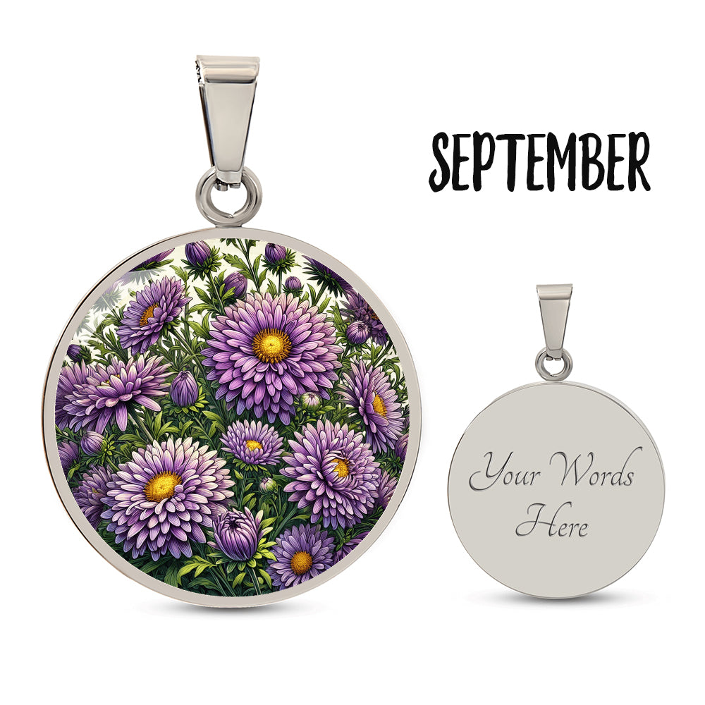 September Birth Flower - Asters Pendant Necklace